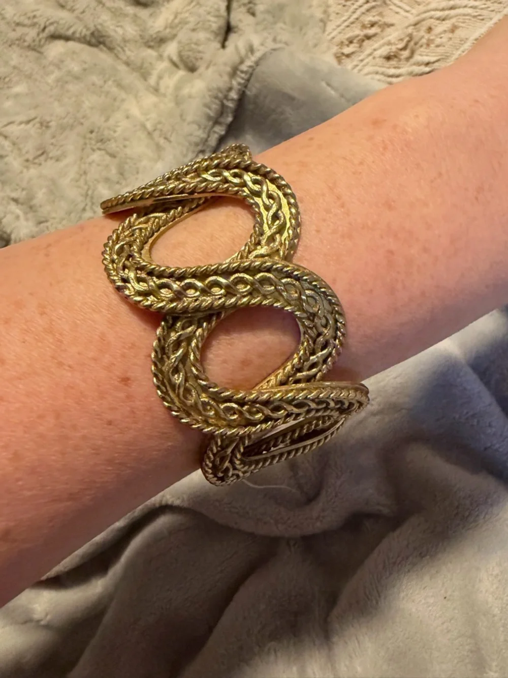 Rustic Cuff Gold Bangle - Picture 2 of 6